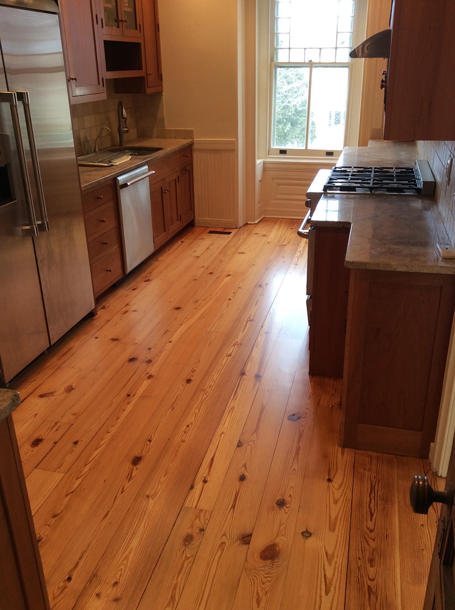 small kitchen with wood floor